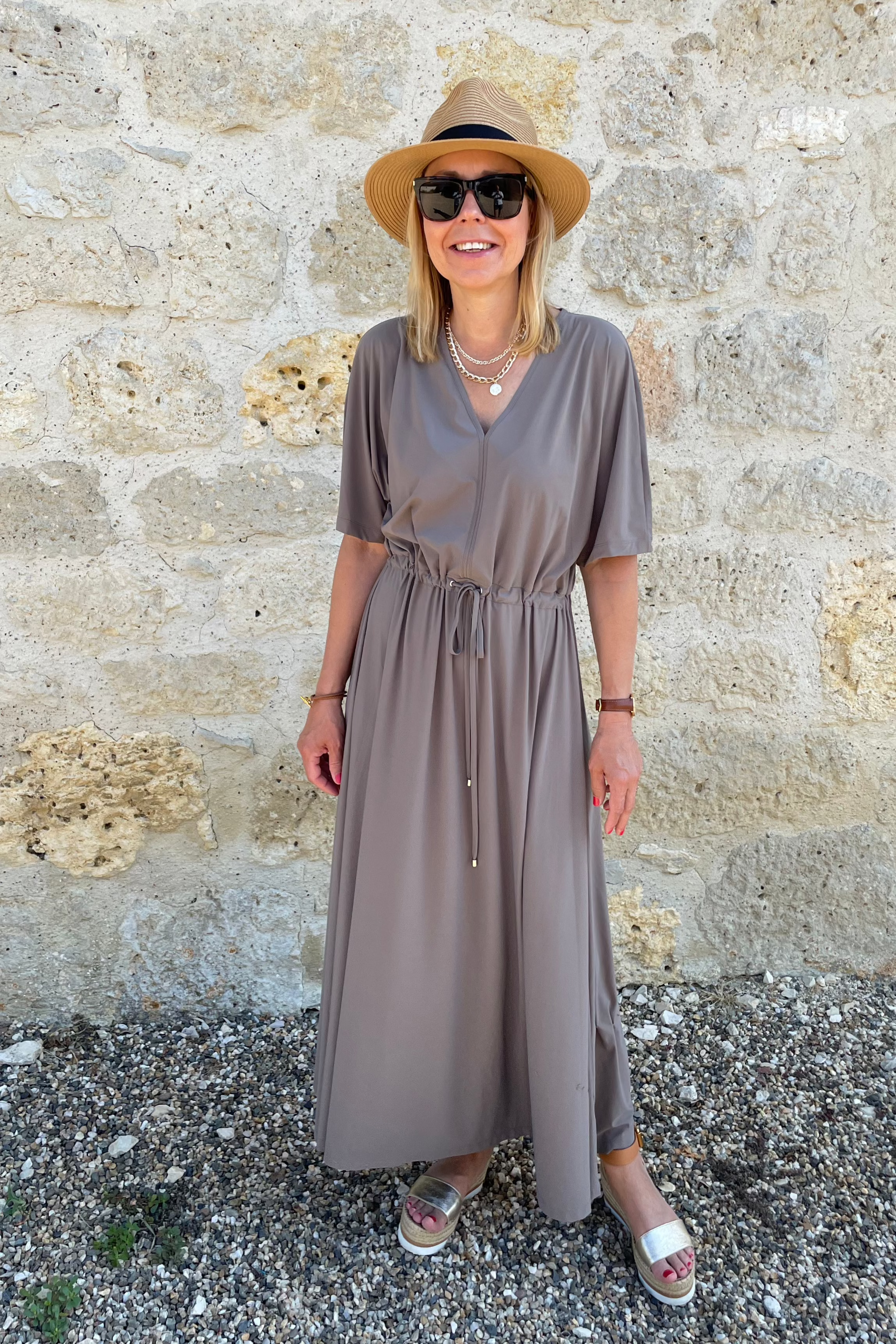 PRTECT Anguilla maxi dress taupe