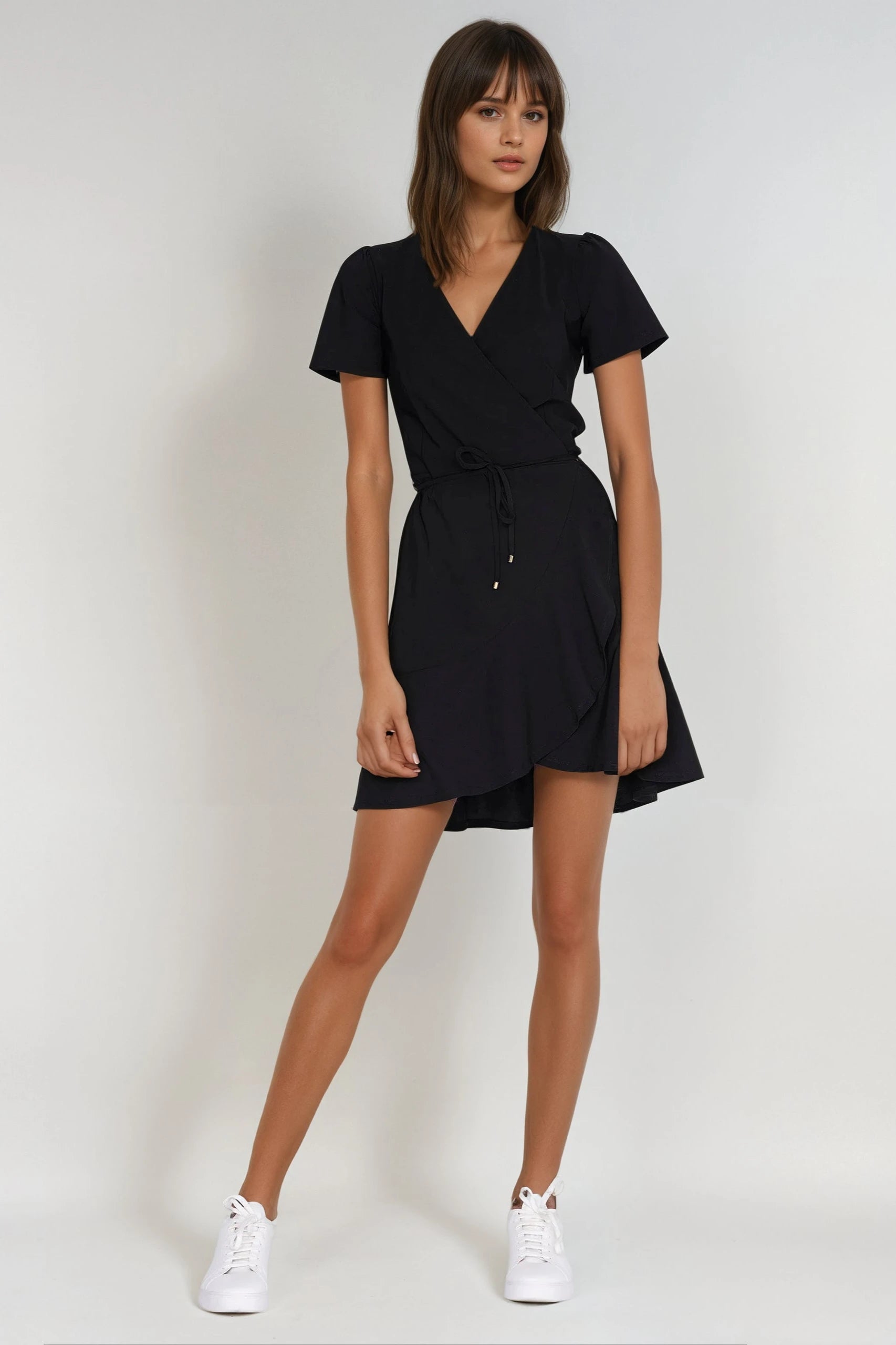 PRTECT Antigua wrap dress black