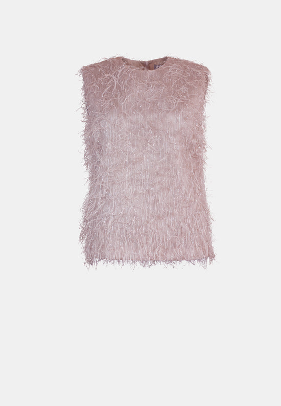 Top Chelsea in pink faux feathers
