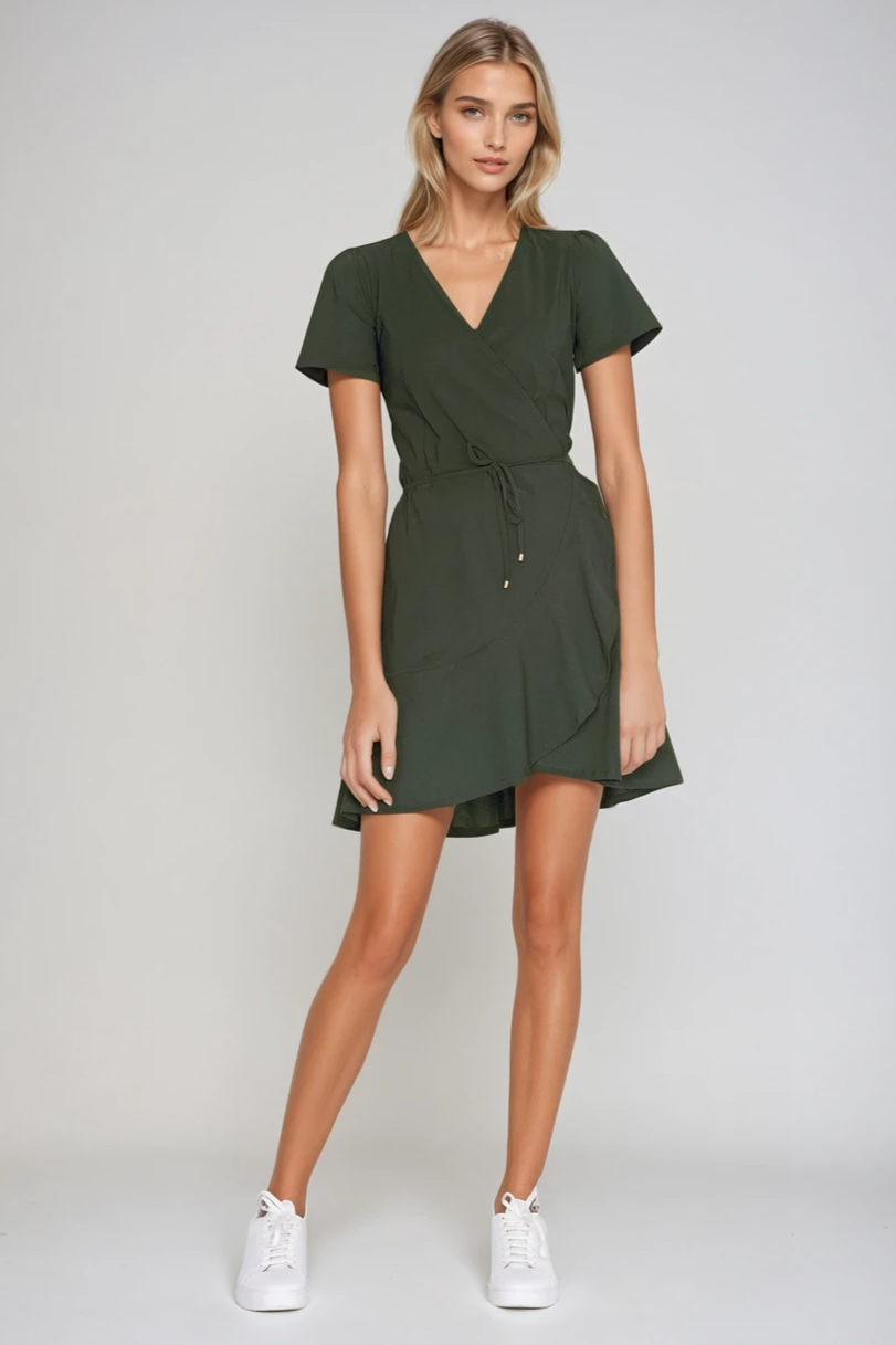 PRTECT Antigua wrap dress army